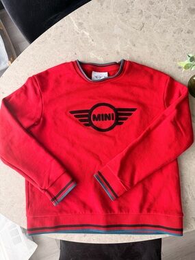 MINI Men's Red Logo Crewneck Sweatshirt with Contrast Trim